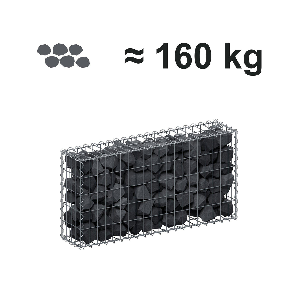 Gabione 100 cm x 50 cm x 20 cm (L x H x T), Maschenweite 5 cm x 10 cm, Spirale
