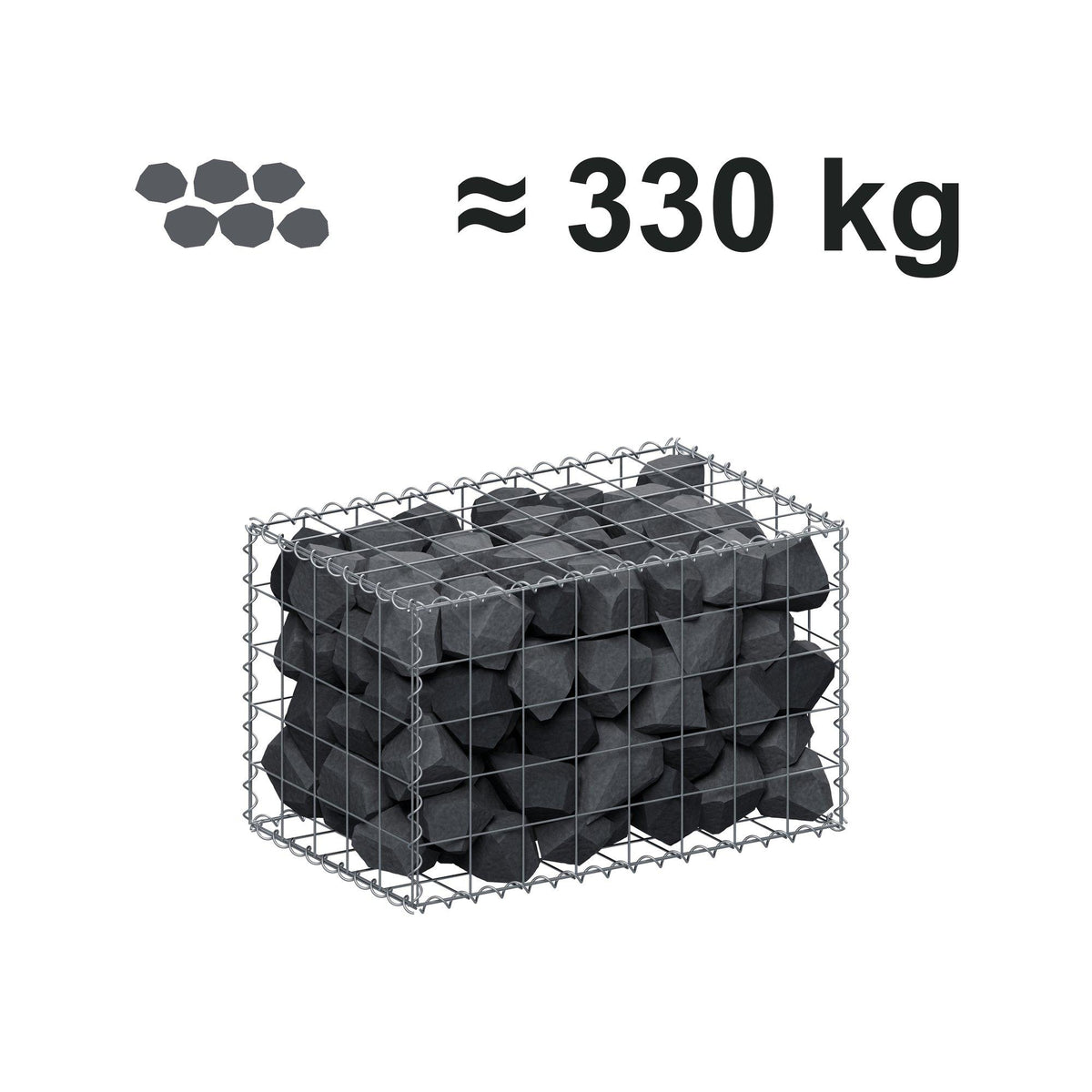 Gabião 80 cm x 50 cm x 50 cm (C x A x P), malhagem 10 cm x 10 cm, espiral