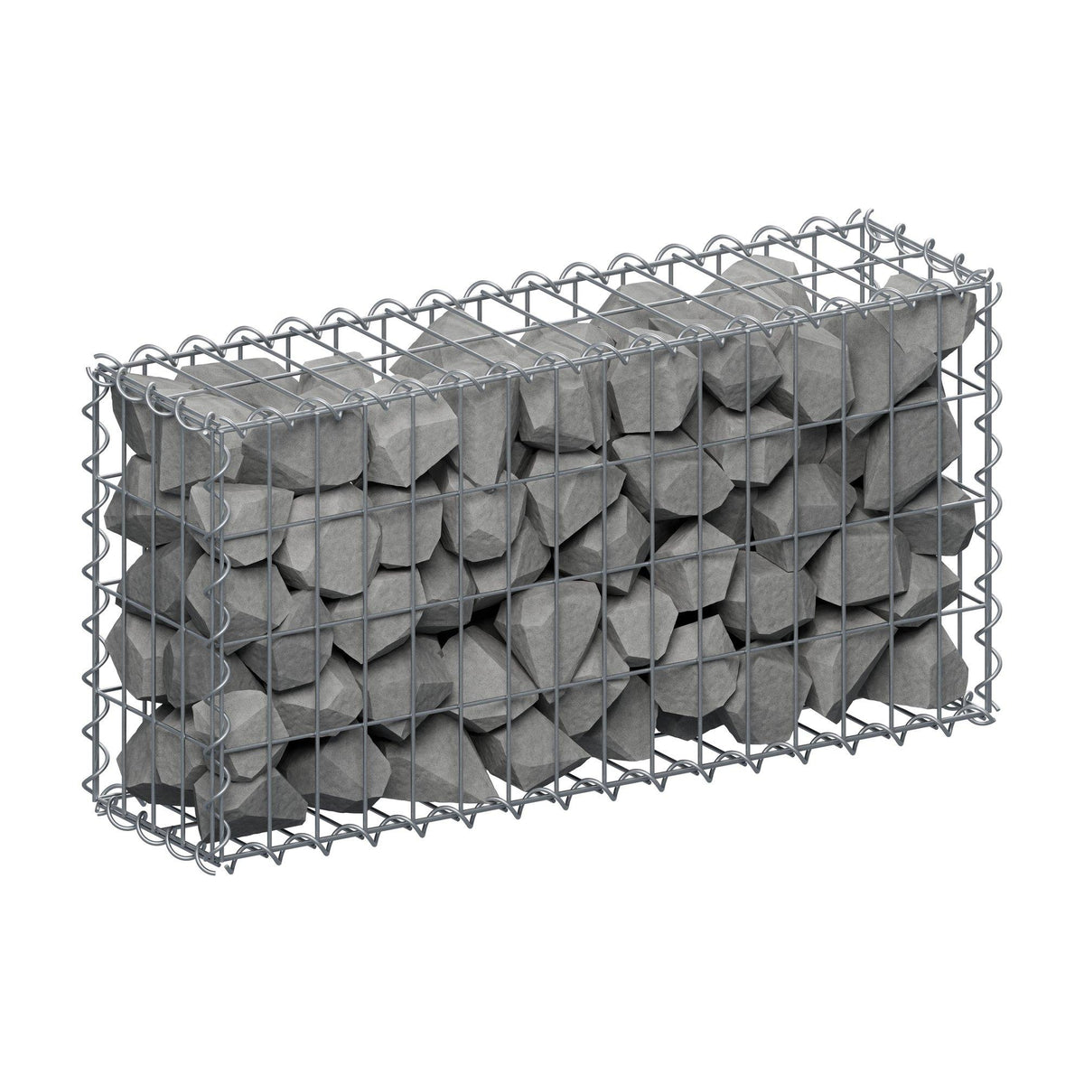Gabion 80 cm x 40 cm x 20 cm (L x H x D), maskestørrelse 5 cm x 10 cm, spiral