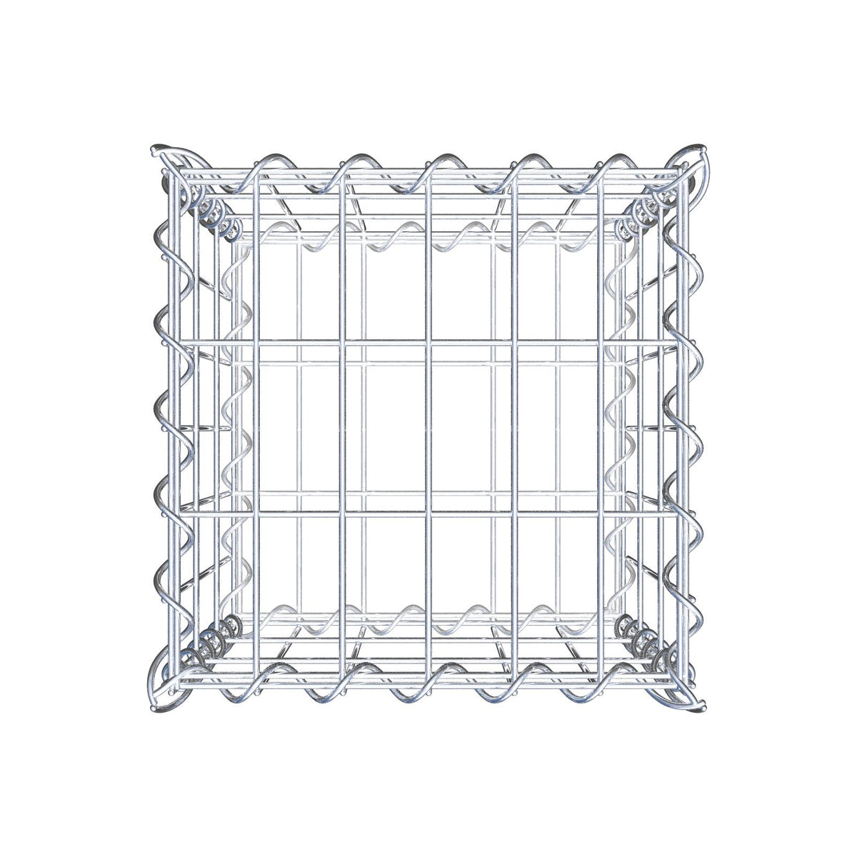 Gabião 30 cm x 30 cm x 30 cm (C x A x P), malhagem 5 cm x 10 cm, espiral