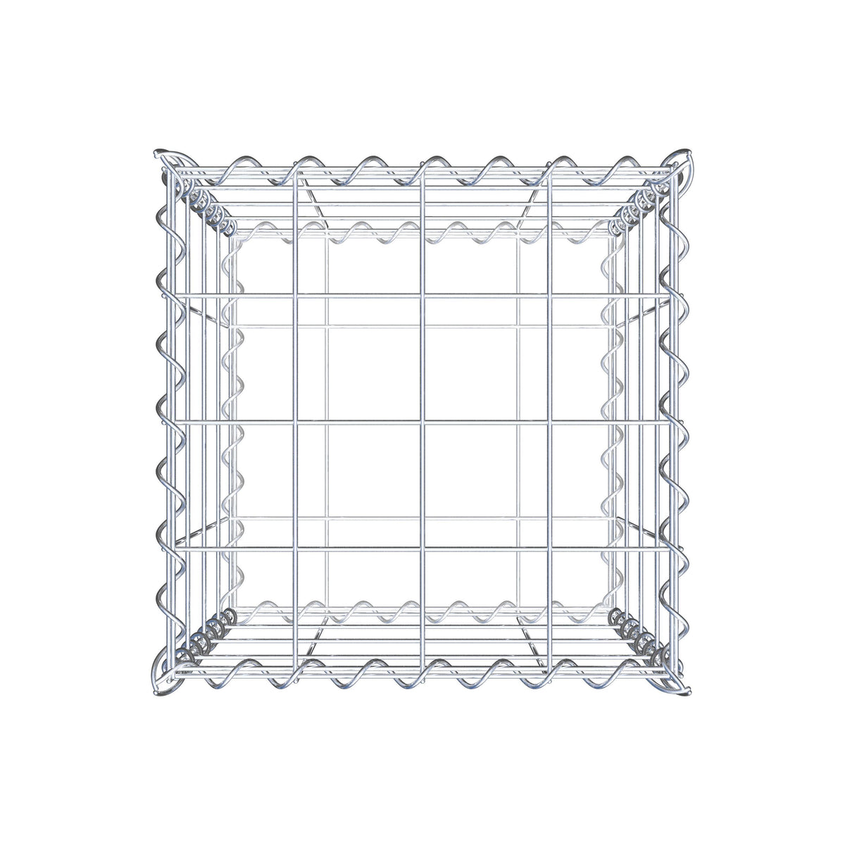 Schanskorf 40 cm x 40 cm x 40 cm (L x H x D), maaswijdte 10 cm x 10 cm, spiraal