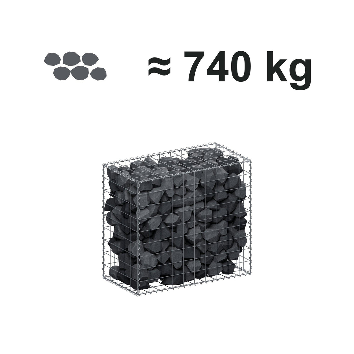 Gabion 100 cm x 90 cm x 50 cm (L x H x D), mesh size 10 cm x 10 cm, spiral