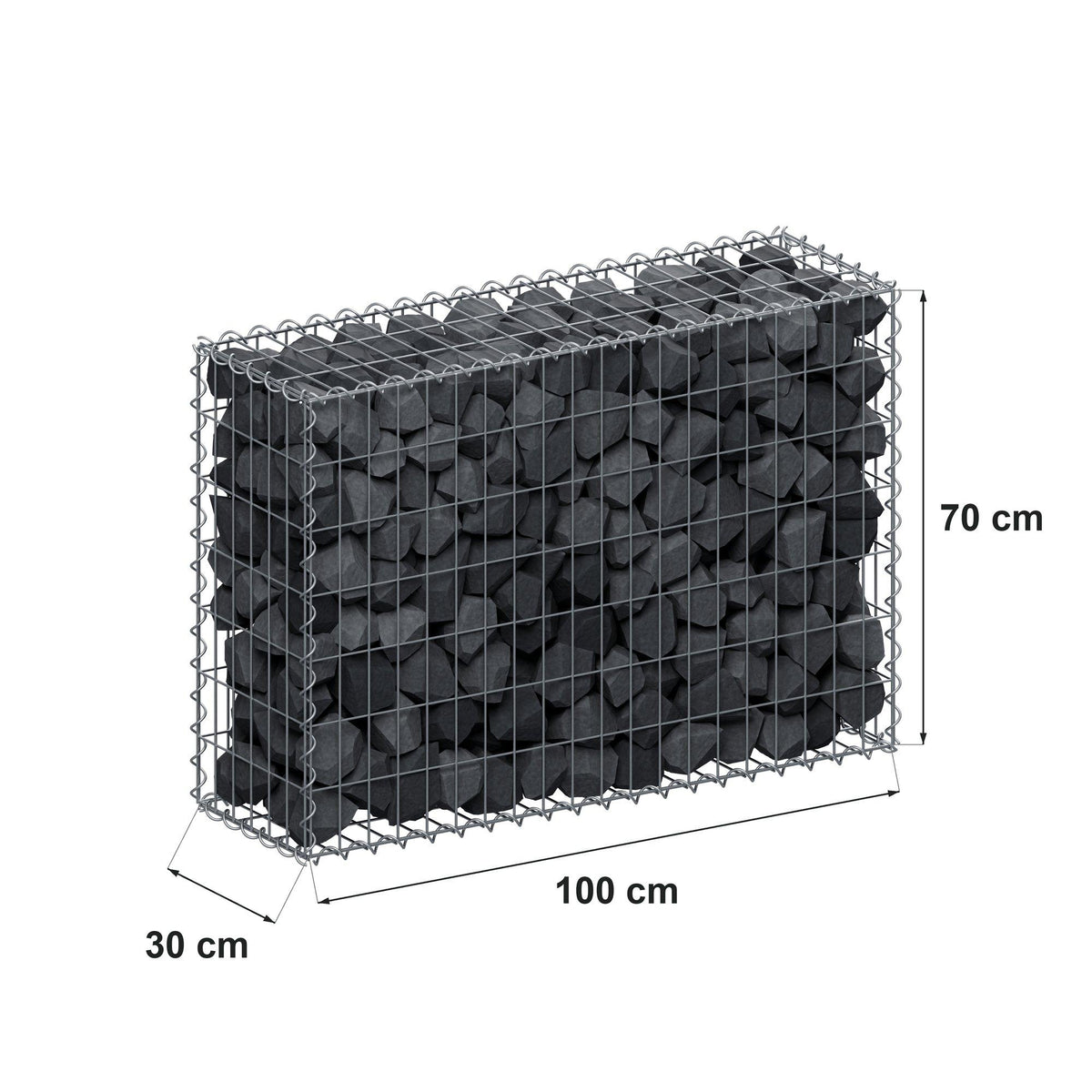 Gabion 100 cm x 70 cm x 30 cm (L x H x D), mesh size 5 cm x 10 cm, spiral