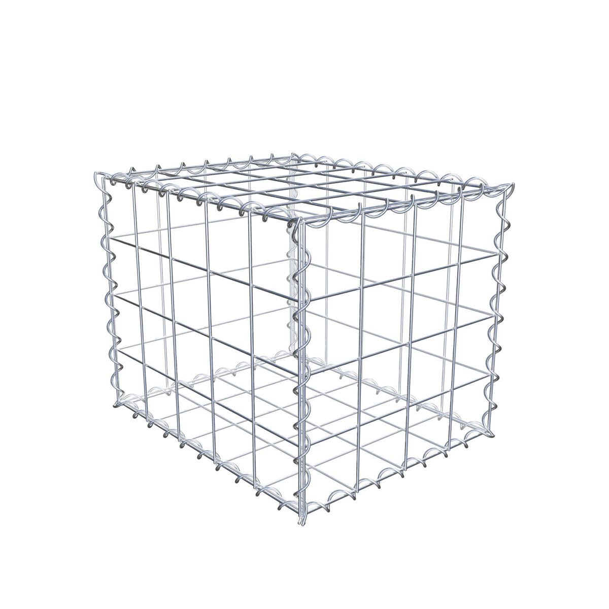 Schanskorf 50 cm x 40 cm x 40 cm (L x H x D), maaswijdte 10 cm x 10 cm, spiraalvormig