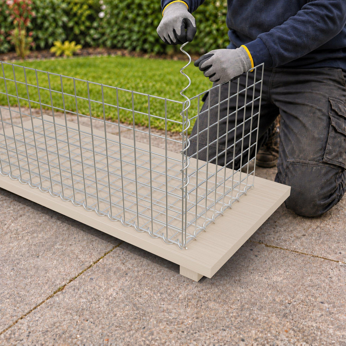 Schanskorf 100 cm x 40 cm x 40 cm (L x H x D), maaswijdte 5 cm x 5 cm, spiraalvormig