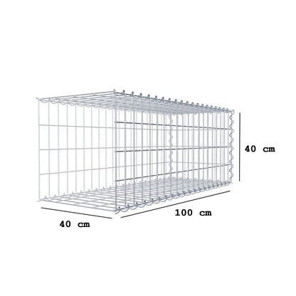 Opvokset gabion type 2 100 cm x 40 cm x 40 cm (L x H x D), maskestørrelse 5 cm x 10 cm, spiral