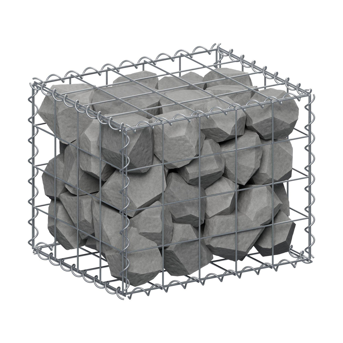 Schanskorf 50 cm x 40 cm x 40 cm (L x H x D), maaswijdte 10 cm x 10 cm, spiraalvormig