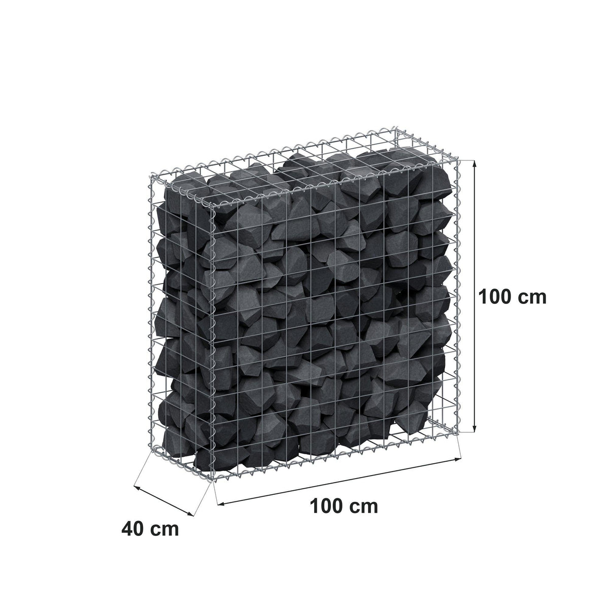 Gabion 100 cm x 100 cm x 40 cm (L x H x P), mailles 10 cm x 10 cm, spirale