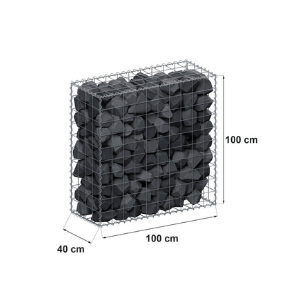 Gabion 100 cm x 100 cm x 40 cm (L x H x P), mailles 10 cm x 10 cm, spirale
