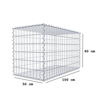 Gabião 100 cm x 60 cm x 50 cm (C x A x P), malhagem 5 cm x 10 cm, espiral