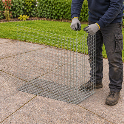 Gabion 100 cm x 100 cm x 50 cm (L x H x D), maskestørrelse 5 cm x 5 cm, spiral
