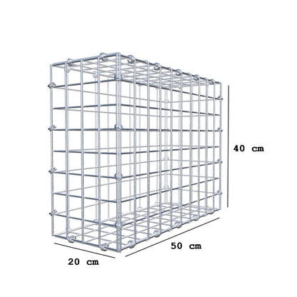 Gabion 50 cm x 40 cm x 20 cm (L x H x D), maskestørrelse 5 x 5 cm, spiralring