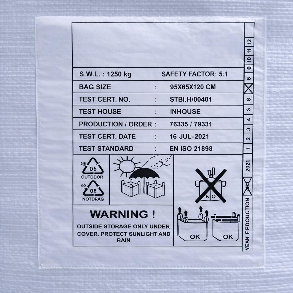 5x Big Bags 95 x 65 x 120 cm (L x D x H) - with imprint - very stable - 1,250 kg SWL