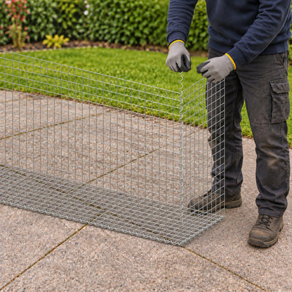 Gabion 200 cm x 100 cm x 50 cm (L x H x D), maskestørrelse 5 cm x 5 cm, spiral