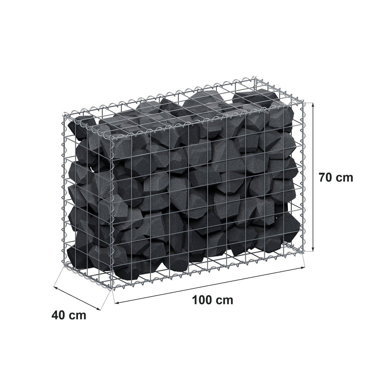 Gabbione 100 cm x 70 cm x 40 cm (L x H x P), maglia 10 cm x 10 cm, spirale