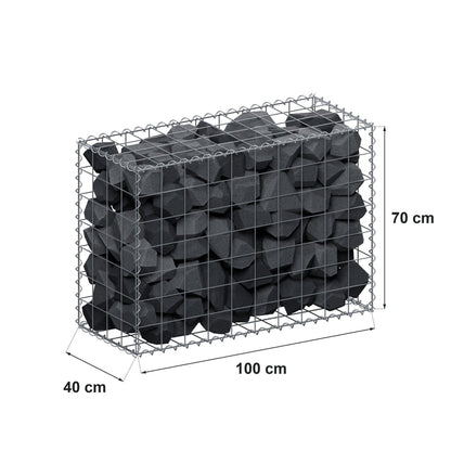 Gabbione 100 cm x 70 cm x 40 cm (L x H x P), maglia 10 cm x 10 cm, spirale
