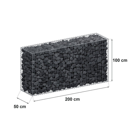 Schanskorf 200 cm x 100 cm x 50 cm (L x H x D), maaswijdte 5 cm x 10 cm, spiraalvormig