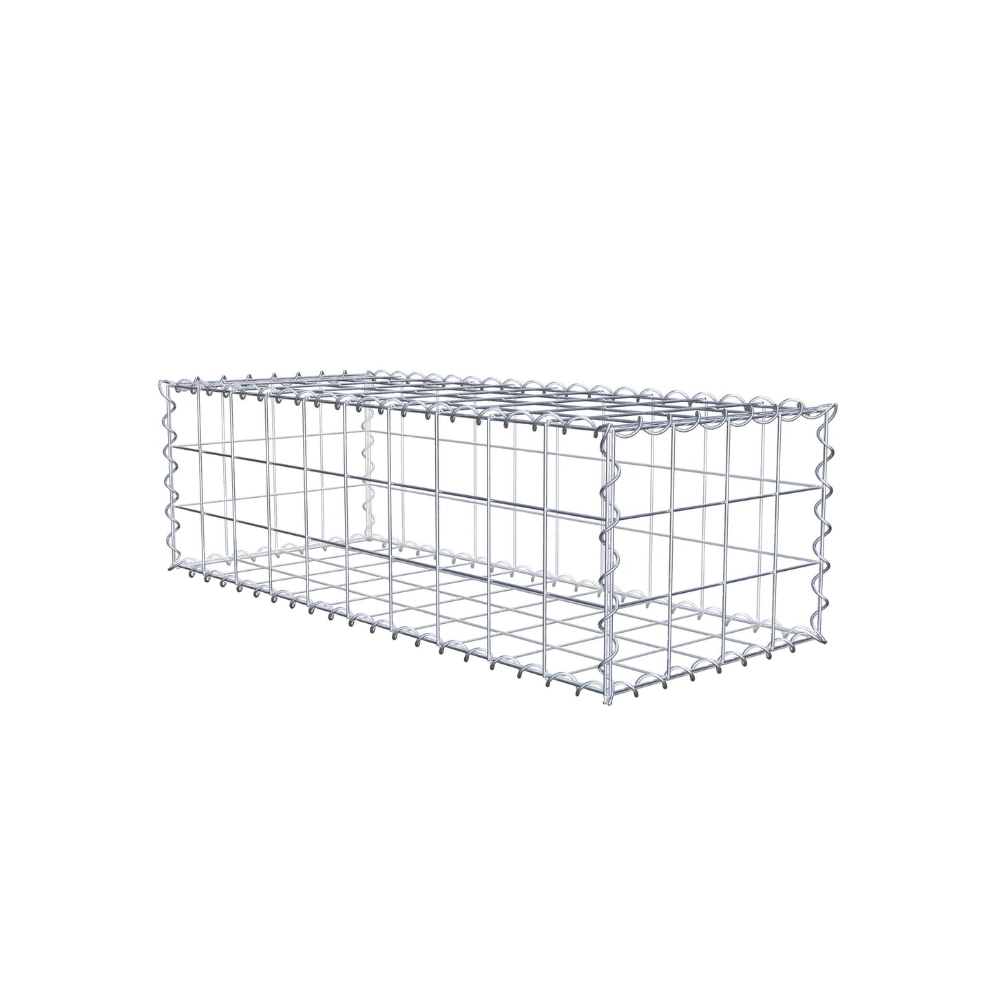 Schanskorf 100 cm x 30 cm x 40 cm (L x H x D), maaswijdte 10 cm x 10 cm, spiraalvormig