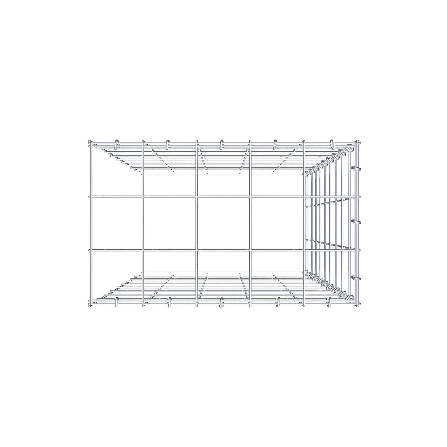 Monteret gabion type 4 100 cm x 50 cm x 30 cm (L x H x D), maskestørrelse 10 cm x 10 cm, C-ring