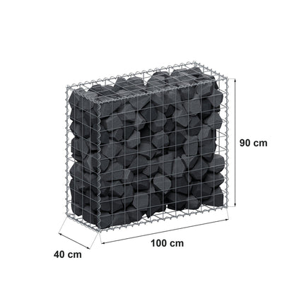 Gabione 100 cm x 90 cm x 40 cm (L x H x T), Maschenweite 10 cm x 10 cm, Spirale