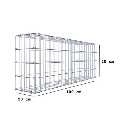 Gabbione 100 cm x 40 cm x 20 cm (L x H x P), maglia 5 x 10 cm, anello a spirale