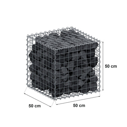 Gabião 50 cm x 50 cm x 50 cm (C x A x P), malhagem 5 cm x 5 cm, espiral