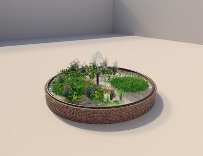 Gabion-hævedam rund, ydre diameter 502 cm, højde 50 cm, maskestørrelse 5 x 5 cm, vægtykkelse 15 cm