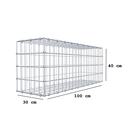 Gabião 100 cm x 40 cm x 30 cm (C x A x P), malhagem 5 x 10 cm, anel espiral