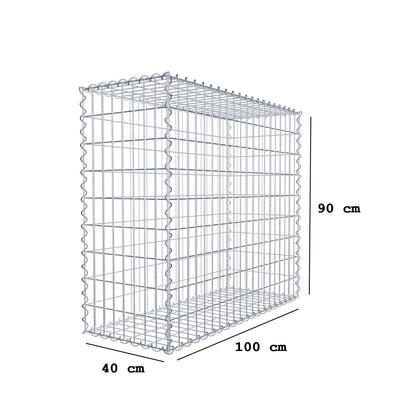 Gabion 100 cm x 90 cm x 40 cm (L x H x P), mailles 5 cm x 10 cm, spirale