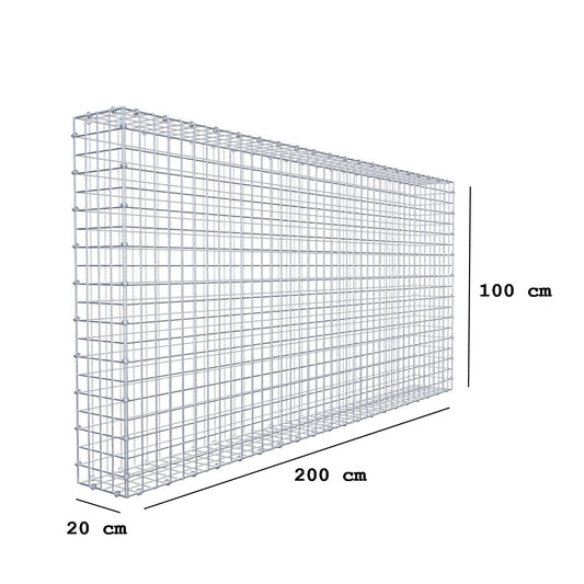 Gabbione 200 cm x 100 cm x 20 cm (L x H x P), maglia 5 x 5 cm, anello a spirale