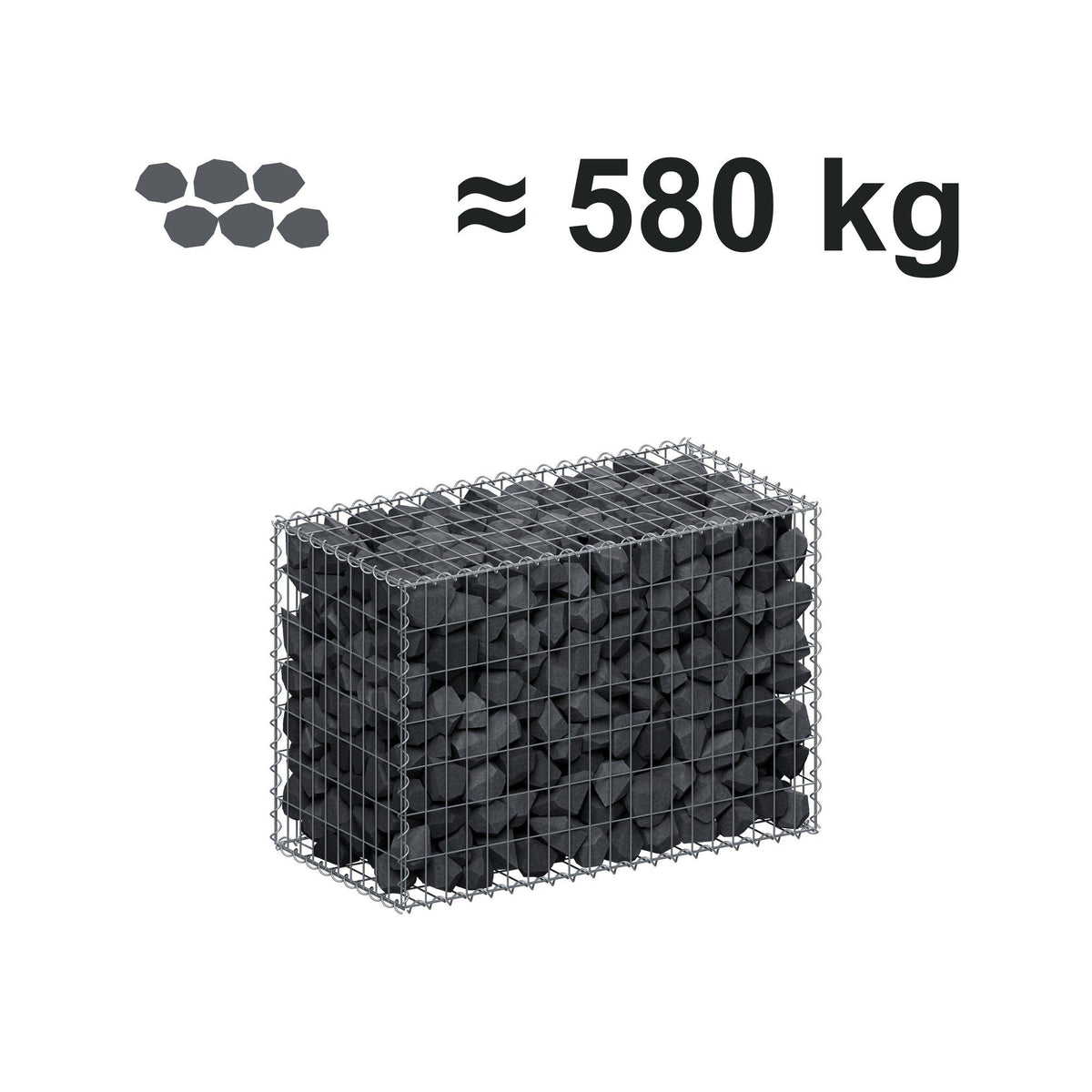 Gabione 100 cm x 70 cm x 50 cm (L x H x T), Maschenweite 5 cm x 10 cm, Spirale