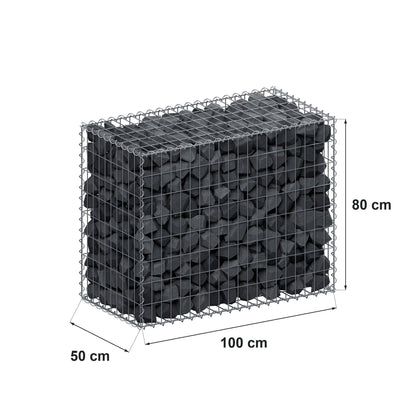 Gabione 100 cm x 80 cm x 50 cm (L x H x T), Maschenweite 5 cm x 10 cm, Spirale