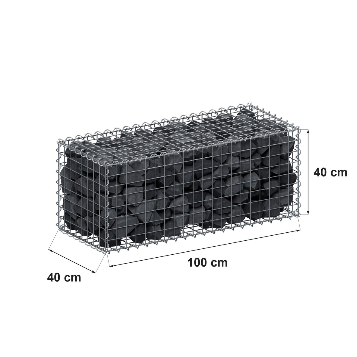 Schanskorf 100 cm x 40 cm x 40 cm (L x H x D), maaswijdte 5 cm x 5 cm, spiraalvormig