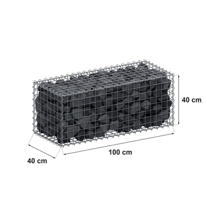 Schanskorf 100 cm x 40 cm x 40 cm (L x H x D), maaswijdte 5 cm x 5 cm, spiraalvormig