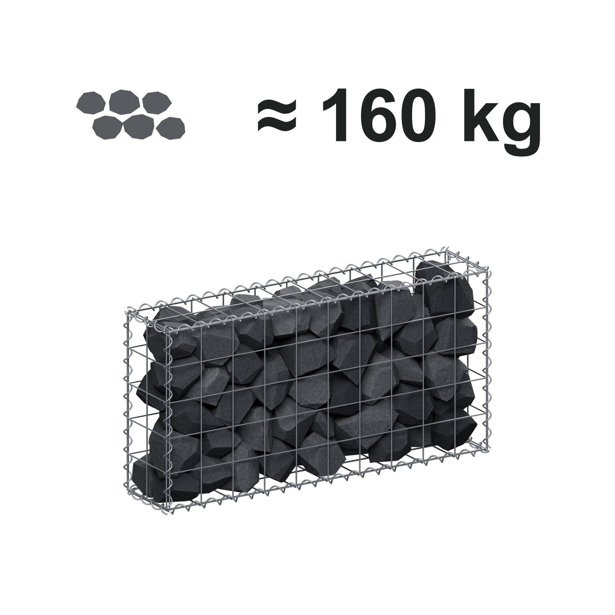 Gabbione 100 cm x 50 cm x 20 cm (L x H x P), maglia 10 cm x 10 cm, spirale