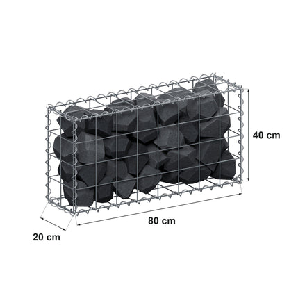 Schanskorf 80 cm x 40 cm x 20 cm (L x H x D), maaswijdte 10 cm x 10 cm, spiraalvormig