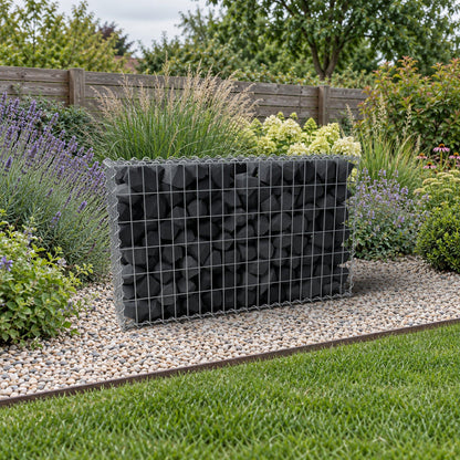 Gabion 100 cm x 60 cm x 20 cm (L x H x D), maskestørrelse 5 cm x 10 cm, spiral