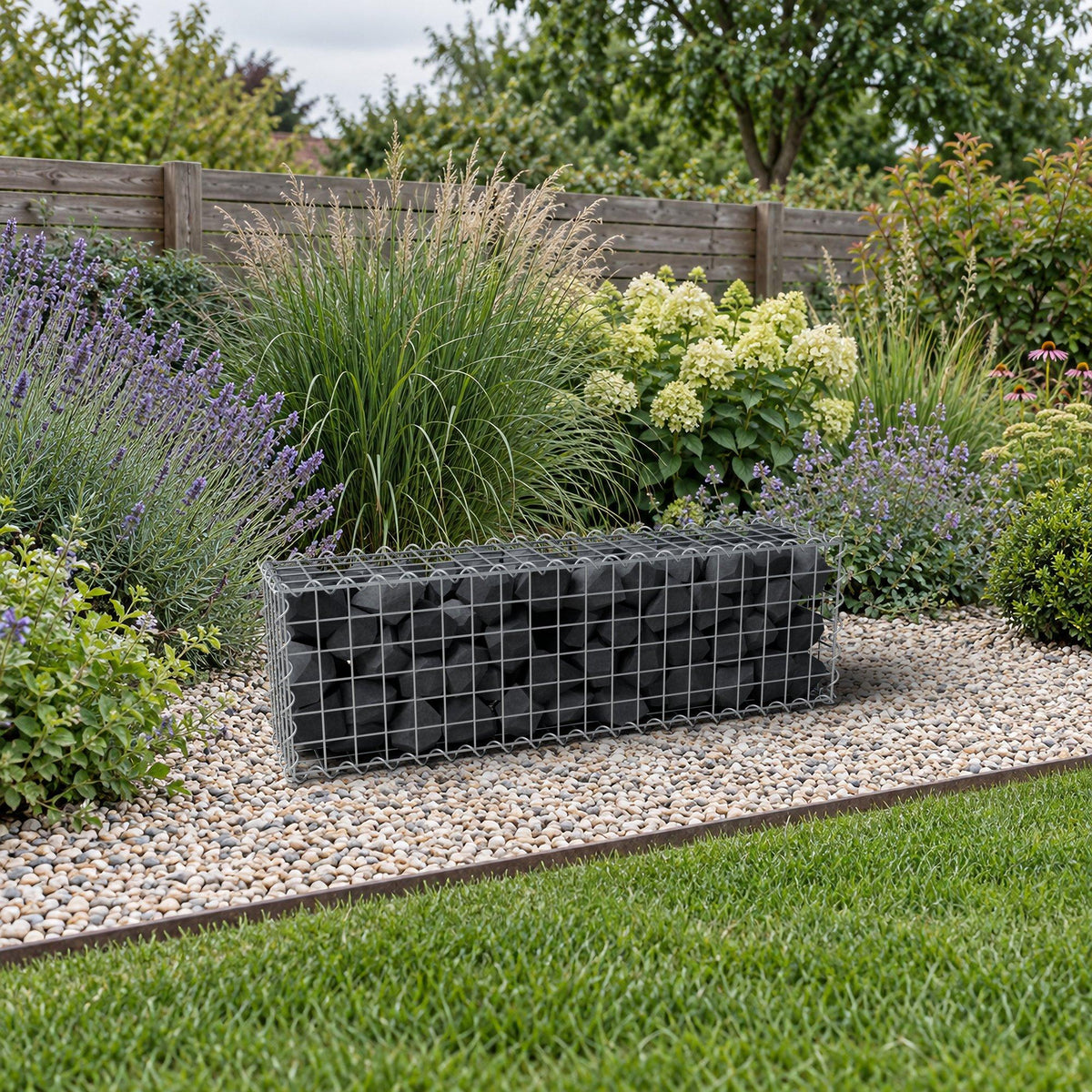 Gabion 100 cm x 30 cm x 20 cm (L x H x D), maskstorlek 5 cm x 5 cm, spiral