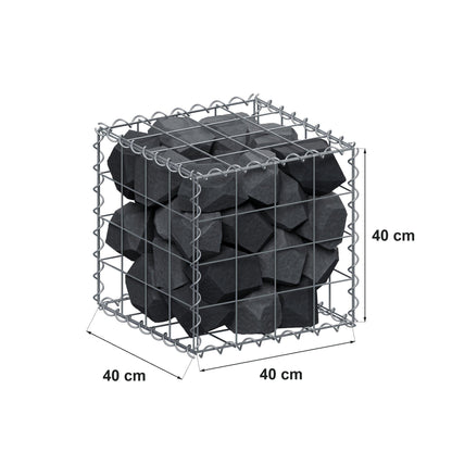 Schanskorf 40 cm x 40 cm x 40 cm (L x H x D), maaswijdte 10 cm x 10 cm, spiraal