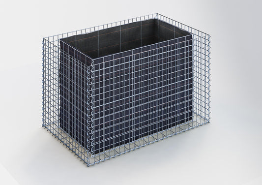 Högbädd, fyrkantig 130 cm x 80 cm x 80 cm (L x H x D), maskstorlek 5 x 5 cm, väggtjocklek 10 cm