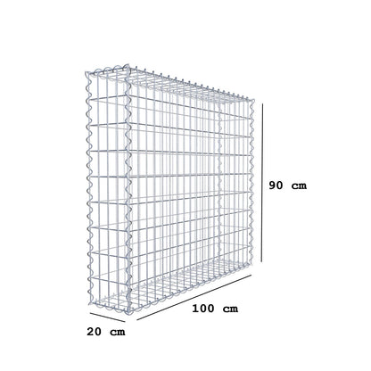 Gabion 100 cm x 90 cm x 20 cm (L x H x P), mailles 5 cm x 10 cm, spirale
