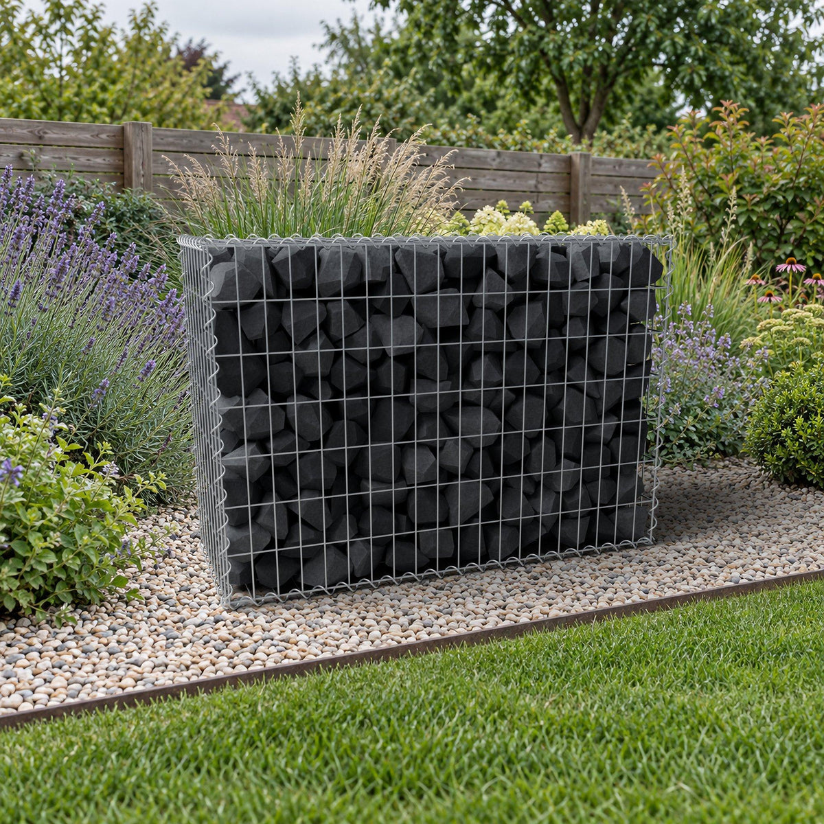Schanskorf 100 cm x 70 cm x 40 cm (L x H x D), maaswijdte 5 cm x 10 cm, spiraalvormig