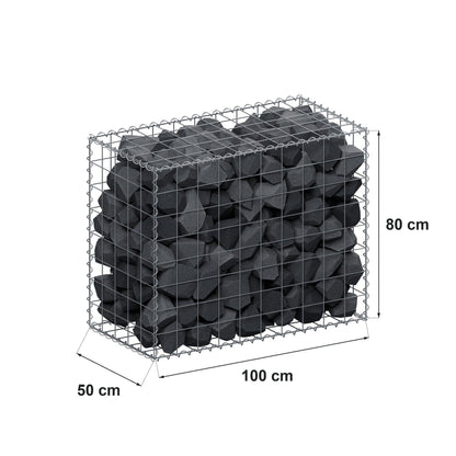 Gabione 100 cm x 80 cm x 50 cm (L x H x T), Maschenweite 10 cm x 10 cm, Spirale