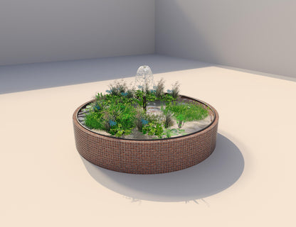Gabbione per laghetti rialzati rotondo, diametro esterno 412 cm, altezza 80 cm, maglia 5 x 5 cm, spessore parete 15 cm