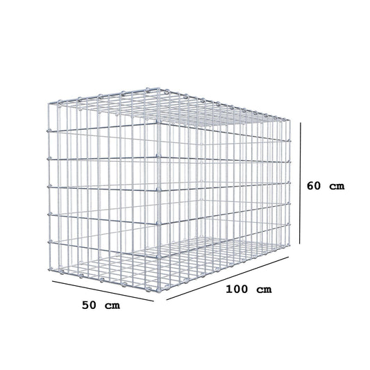Gabion 100 cm x 60 cm x 50 cm (L x H x D), mesh size 5 x 10 cm, spiral ring