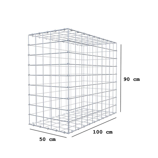 Gabion 100 cm x 90 cm x 50 cm (L x H x D), maskestørrelse 10 x 10 cm, spiralring