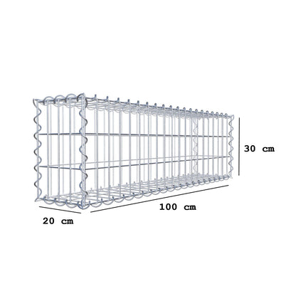 Sats med 2 gabioner 100 cm x 30 cm x 20 cm (L x H x D), maskstorlek 5 x 10 cm, spiral