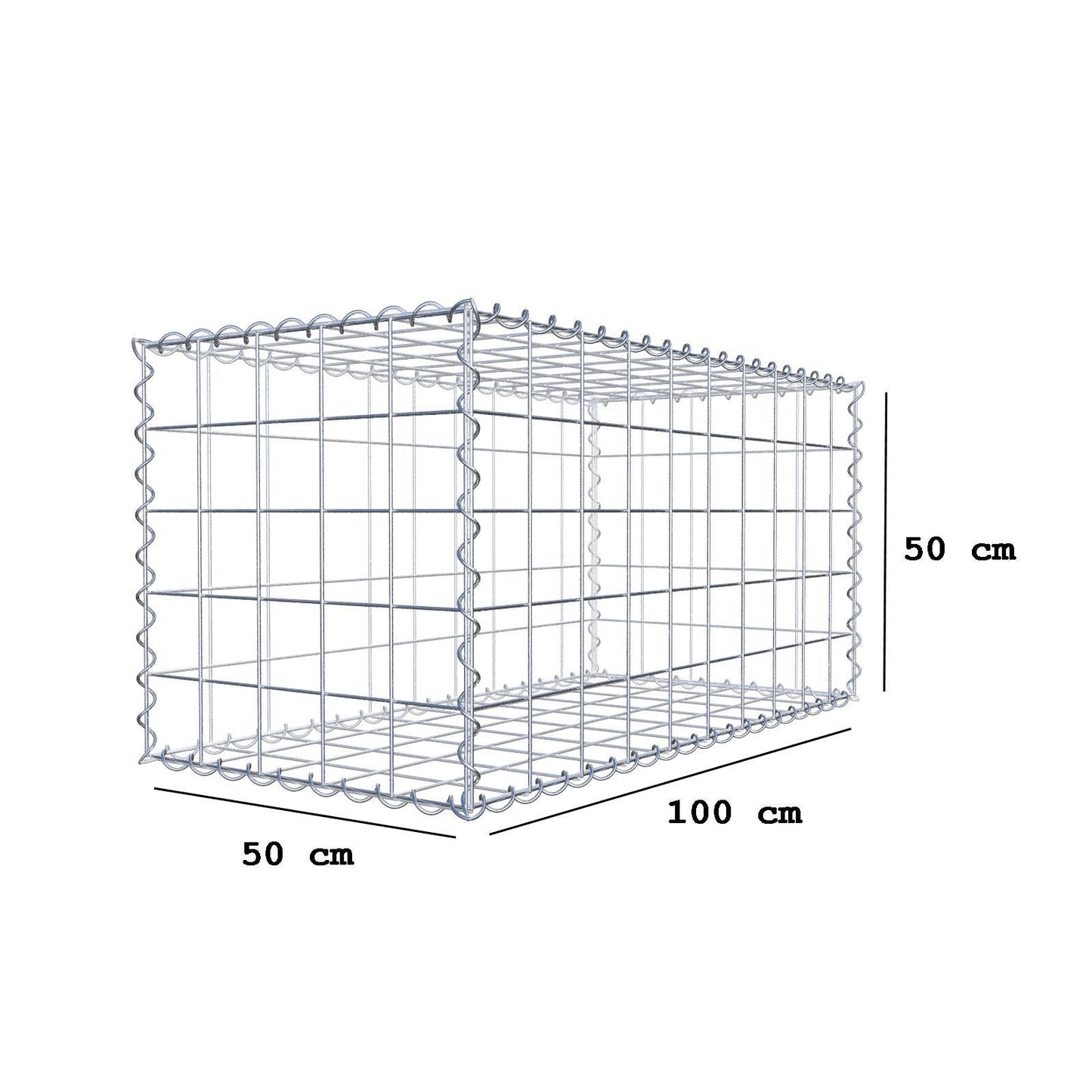 Set di 2 gabbioni 100 cm x 50 cm x 50 cm (L x H x P), maglia 10 x 10 cm, spirale