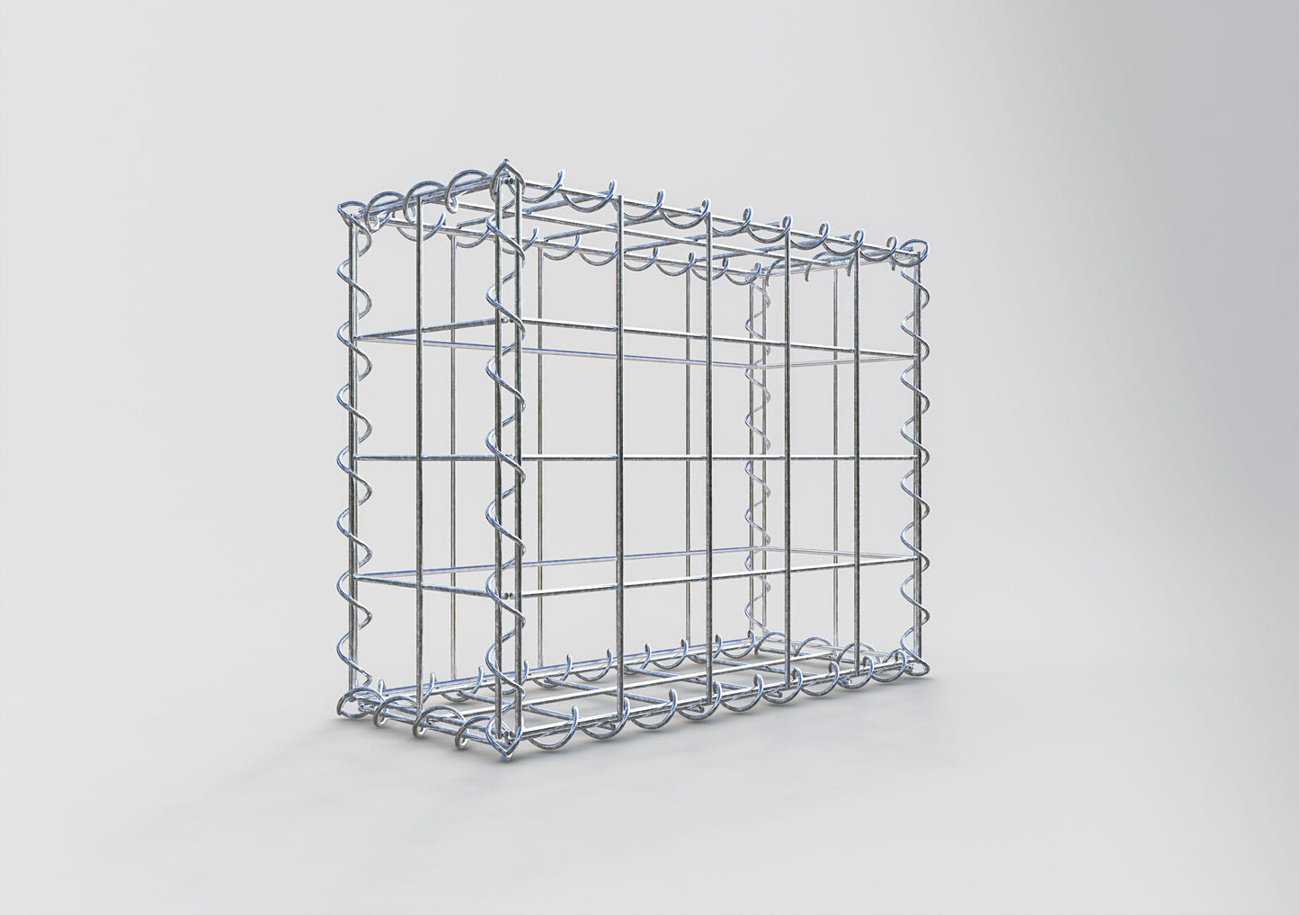 Gabião 50 cm x 40 cm x 20 cm (C x A x P), malhagem 10 cm x 10 cm, espiral
