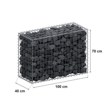 Schanskorf 100 cm x 70 cm x 40 cm (L x H x D), maaswijdte 5 cm x 10 cm, spiraalvormig